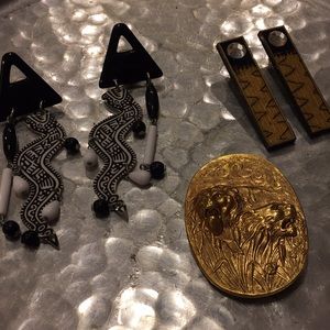 Vintage earrings and pin