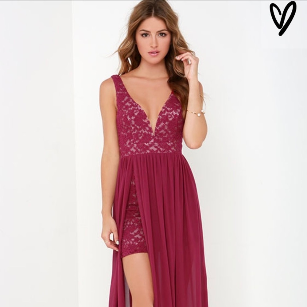 Brand new never worn berry red lace maxi dress