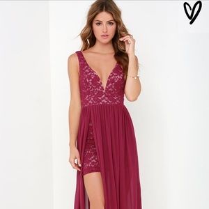 Brand new never worn berry red lace maxi dress