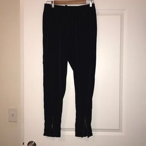 Black silk joggers