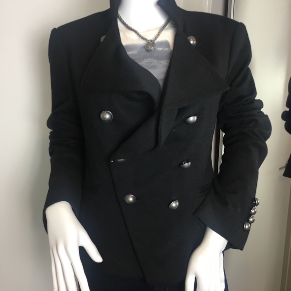 Military style black wool blazer - Picture 1 of 7