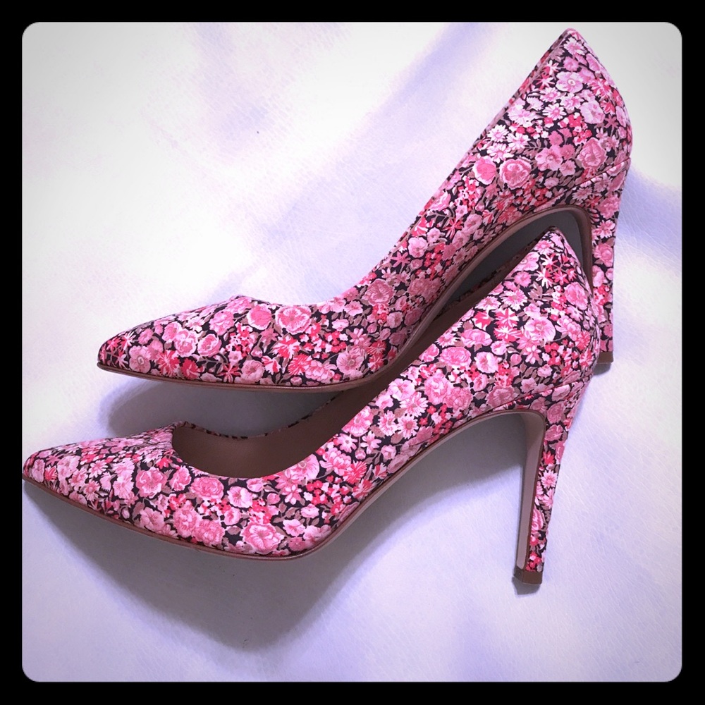 J. Crew Floral Pointed Toe Heels