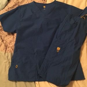 Royal blue women's scrub set