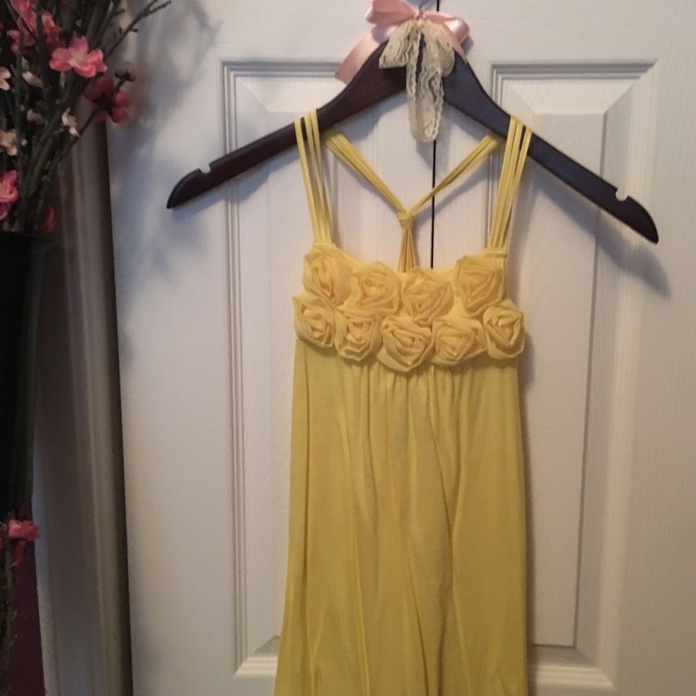 Express: yellow flower tank top with silk straps