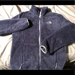 Fuzzy, grey/blue, North Face jacket