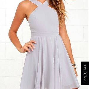 LULU'S FOREVERMORE GREY SKATER DRESS