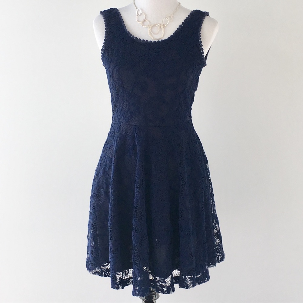Dark Blue w/Lace Dress