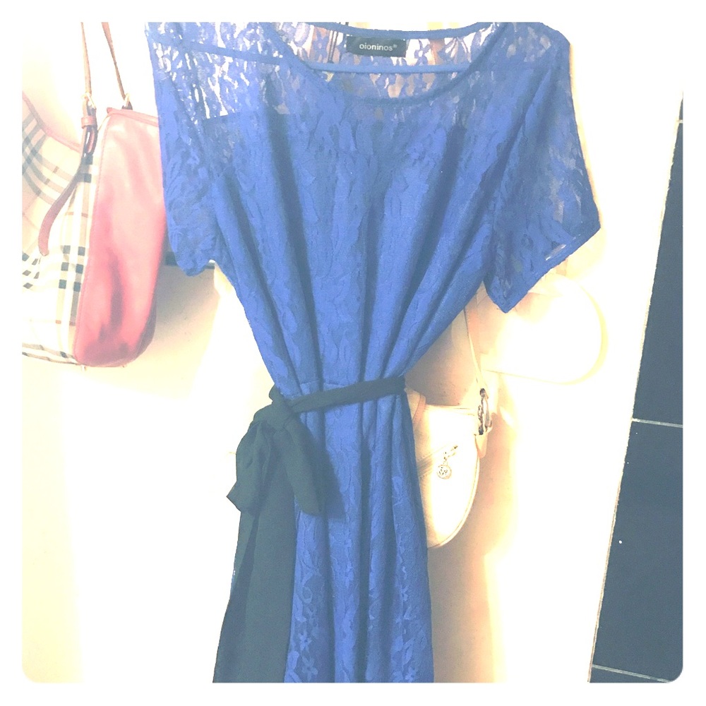 Blue shirt sleeve lace dress new with tags