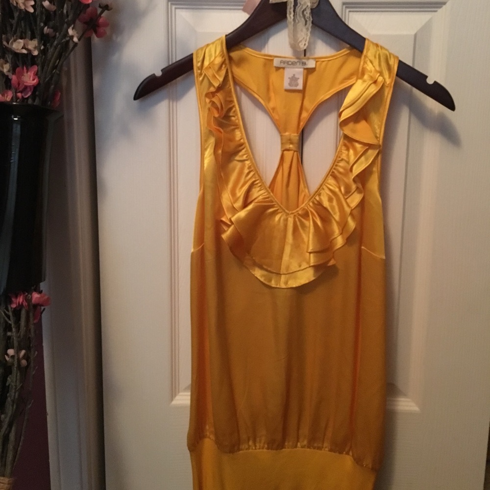 Arden B: yellow silk blouse tank top