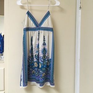 Silky cream dress with colorful print