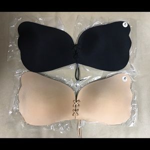 2xSelf adhesive sticky gel lace up bra E cup