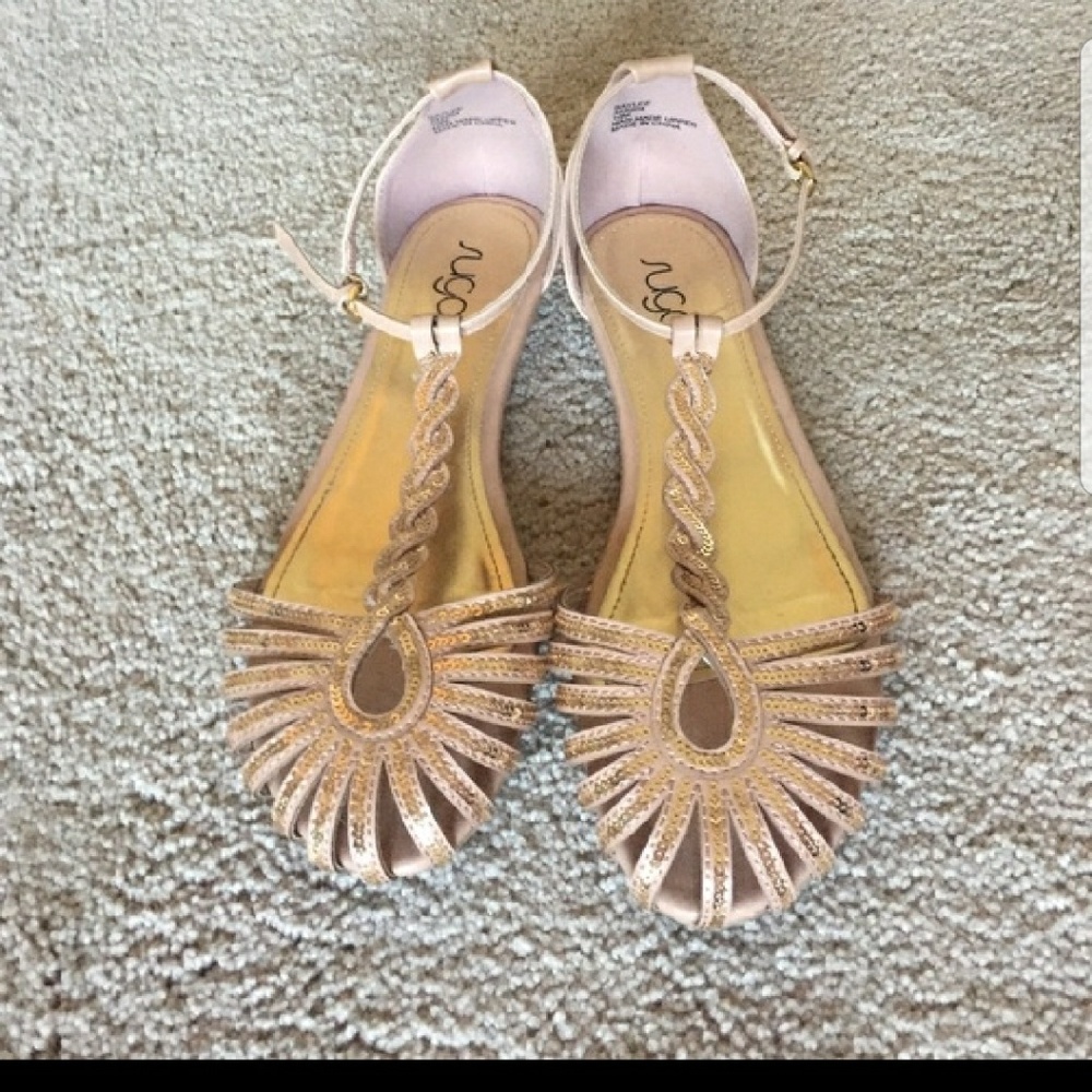 Nude and Gold Sequin Sandal