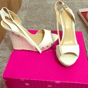 Practically new white wedge heels (worn 1x)