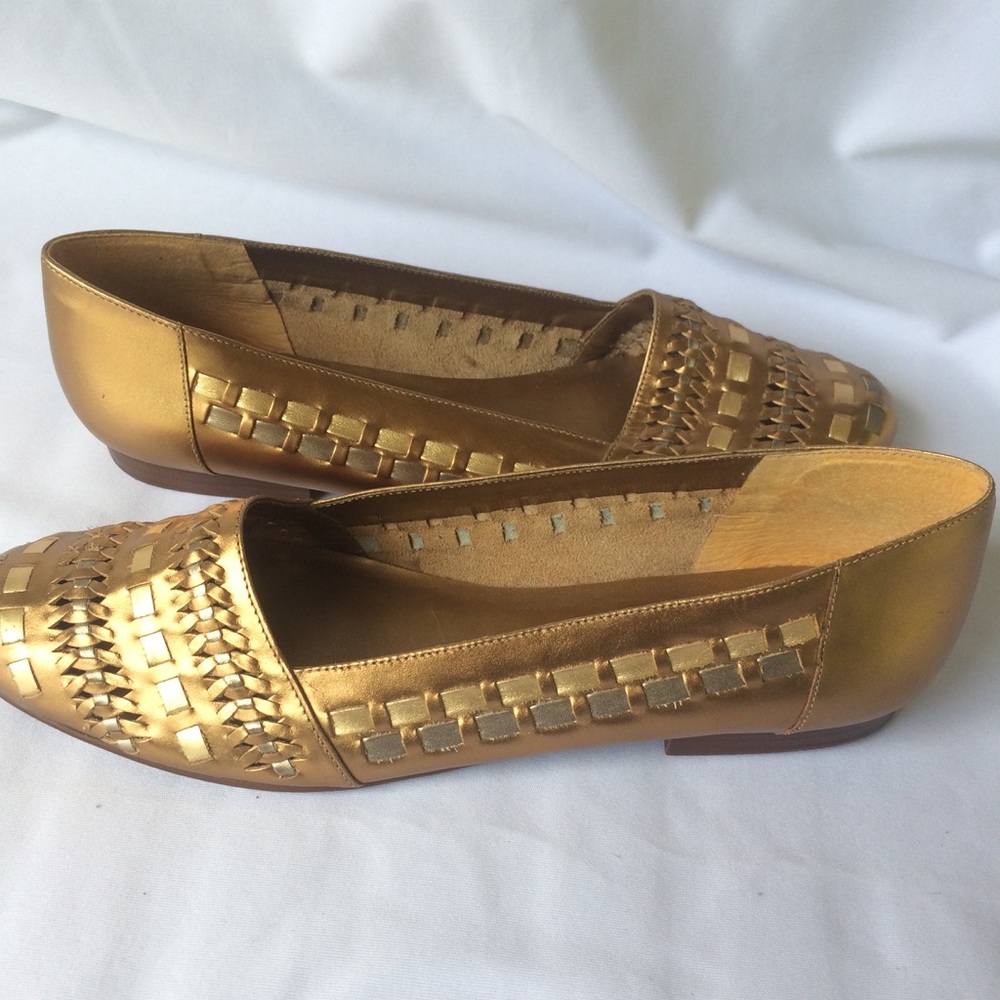 Trotters Metallic Gold Leather Loafer Flat Avanti