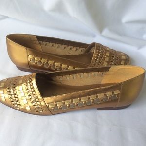 Trotters Metallic Gold Leather Loafer Flat Avanti