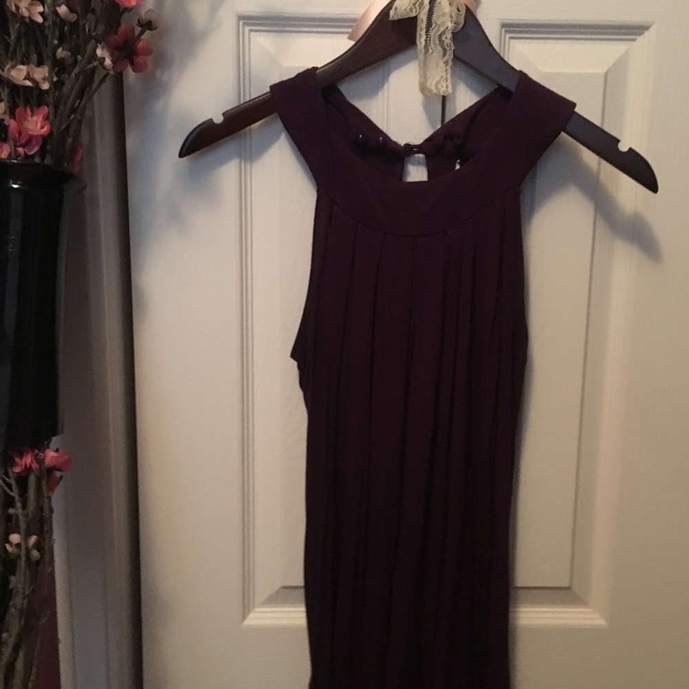 Lush: dark purple blouse with button detail