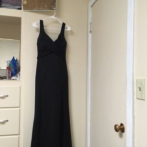 Long, black, high slit dress