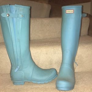 Turquoise tall hunter boots