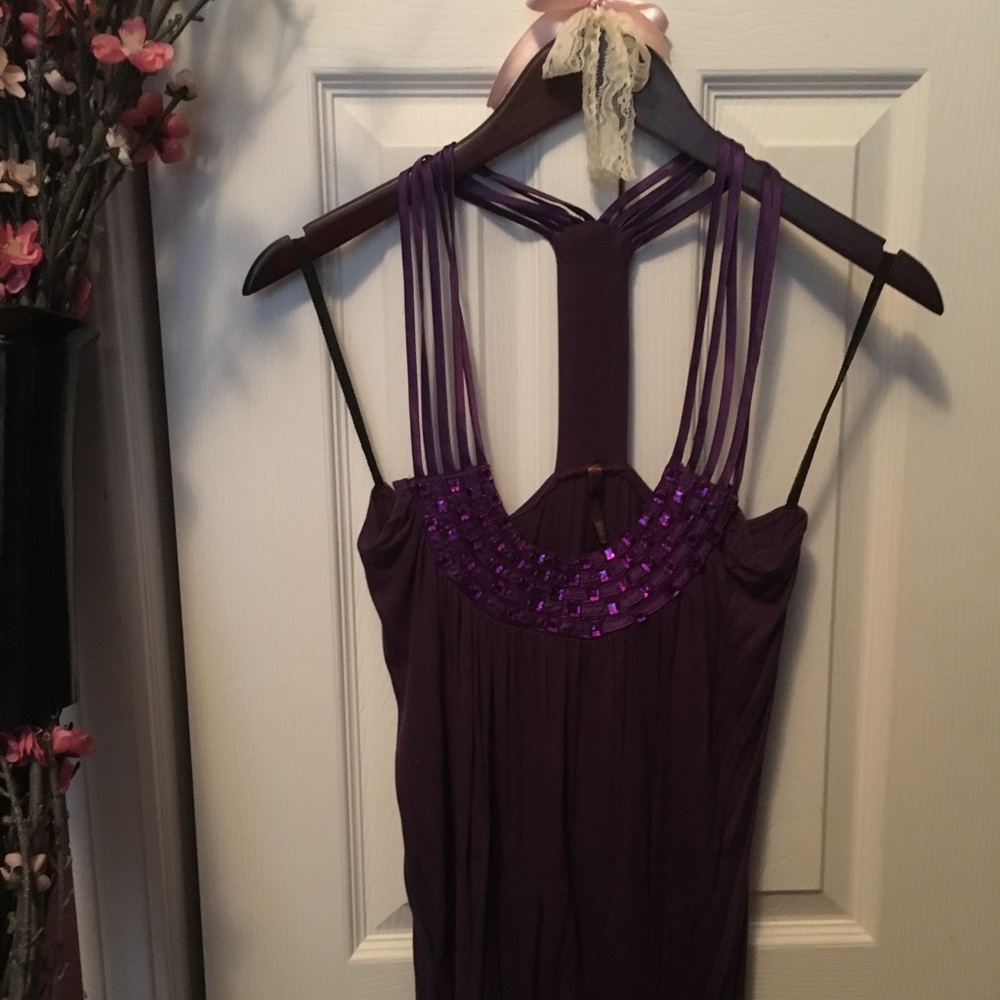 Lush: dark purple tank with jewel detail