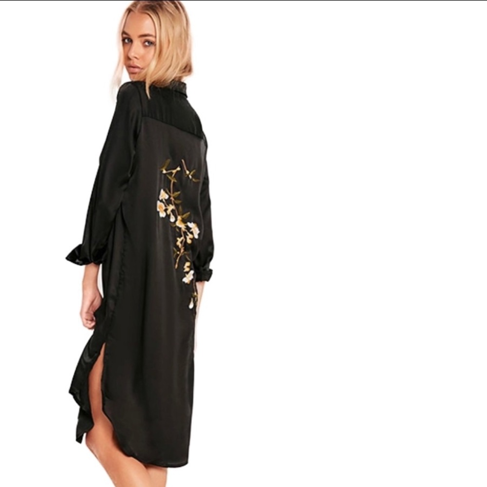 Embroidered shirt dress