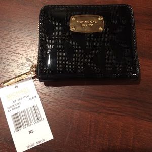 MK Black Metallic Bifold Wallet