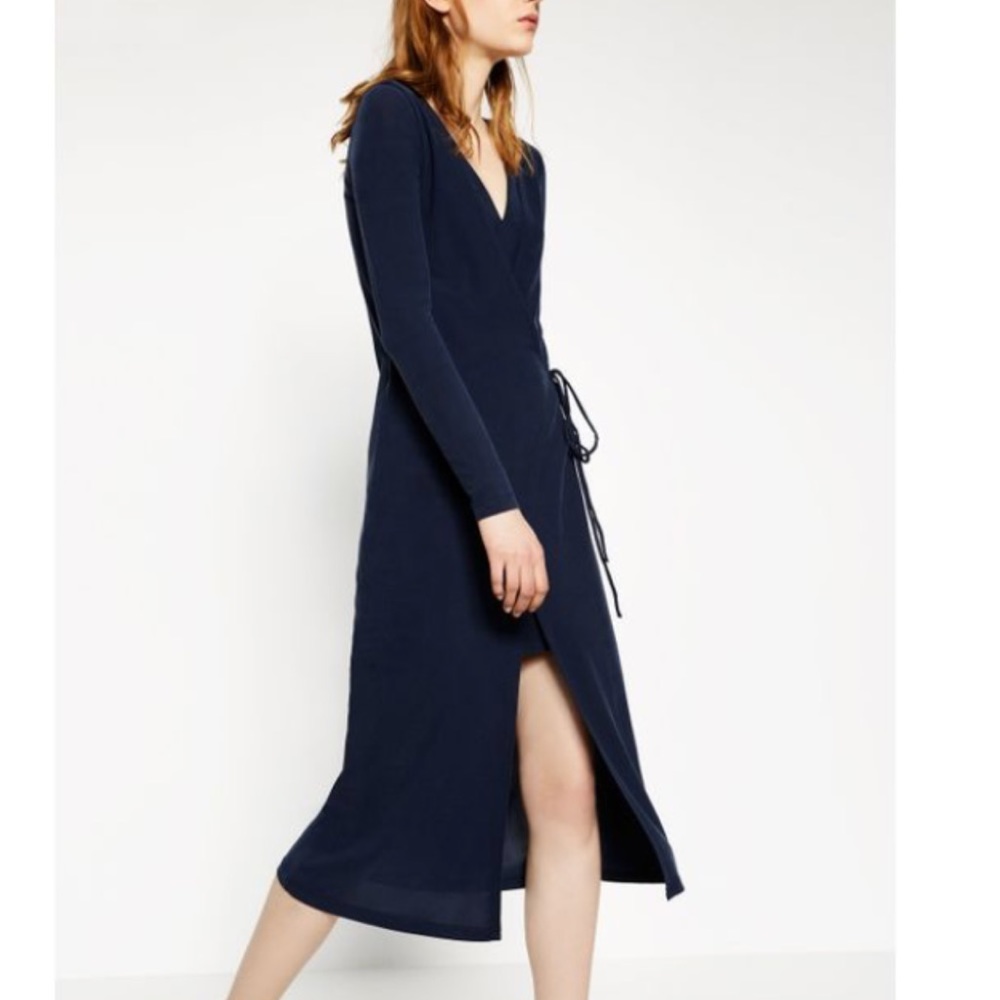 Zara Trafaluc Navy Wrap Dress