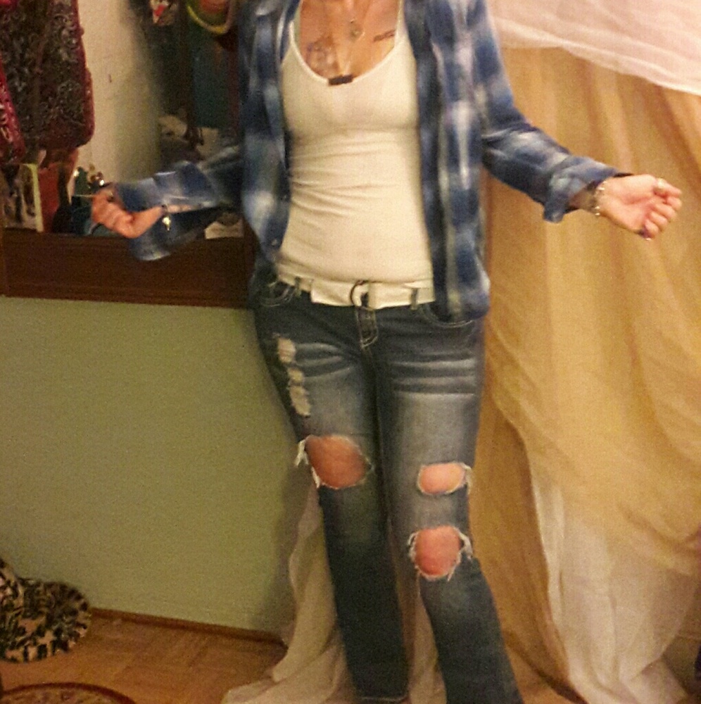 Maurice's bootcut distressed Jeans.