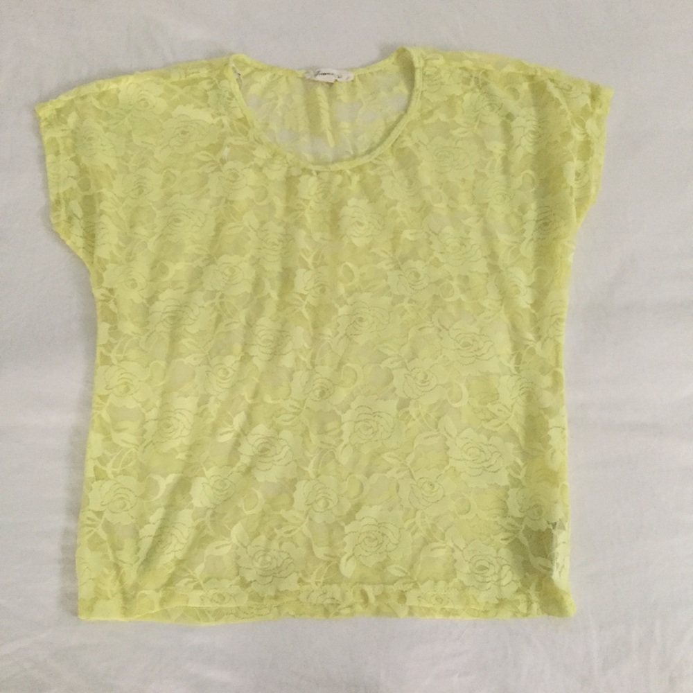 F21 Yellow Lace Tee Shirt