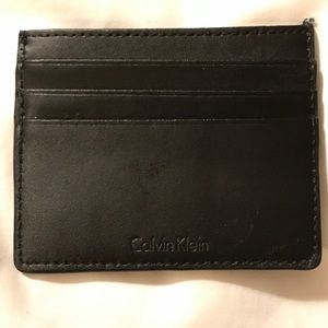 Black leather Calvin Klein card case