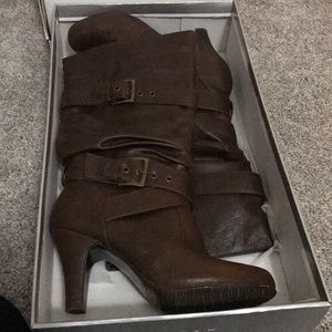 Dark brown leather boots