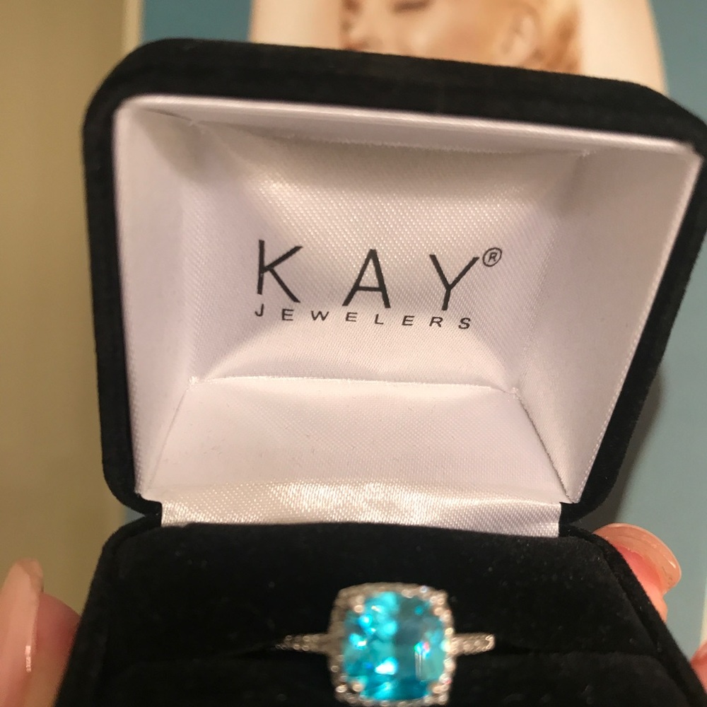 Blue Topaz Sterling Silver Ring Size 5.5