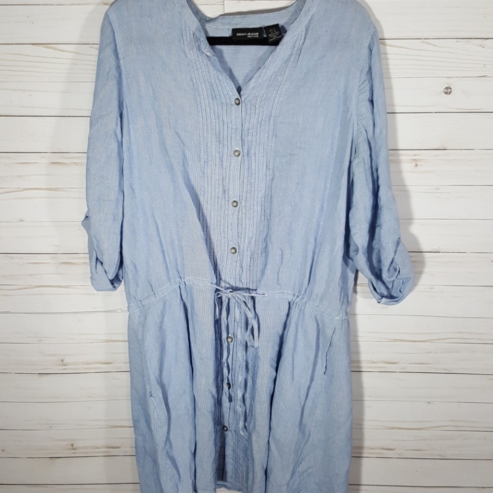 DKNY Light Denim Button Down Dress Size L