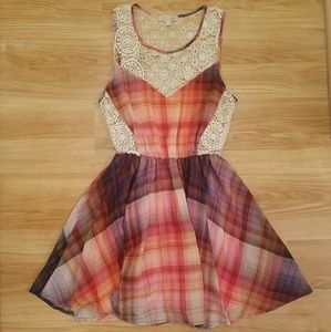 GIanni Bini Crochet Plaid Dress Sz S