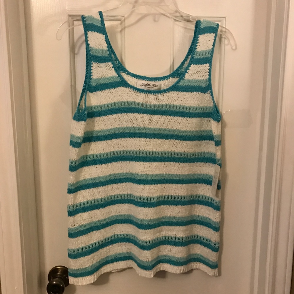 Judith Hart Striped Sleeveless Sweater Large NWT