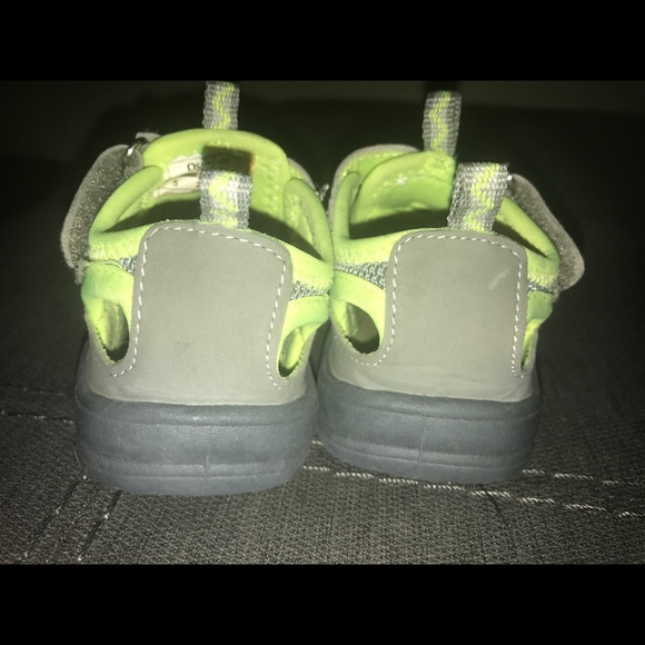 Oshkosh boys Velcro sandals neon/grey. Gently used - Picture 2 of 5