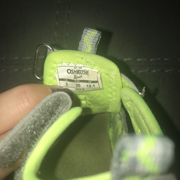 Oshkosh boys Velcro sandals neon/grey. Gently used - Picture 5 of 5