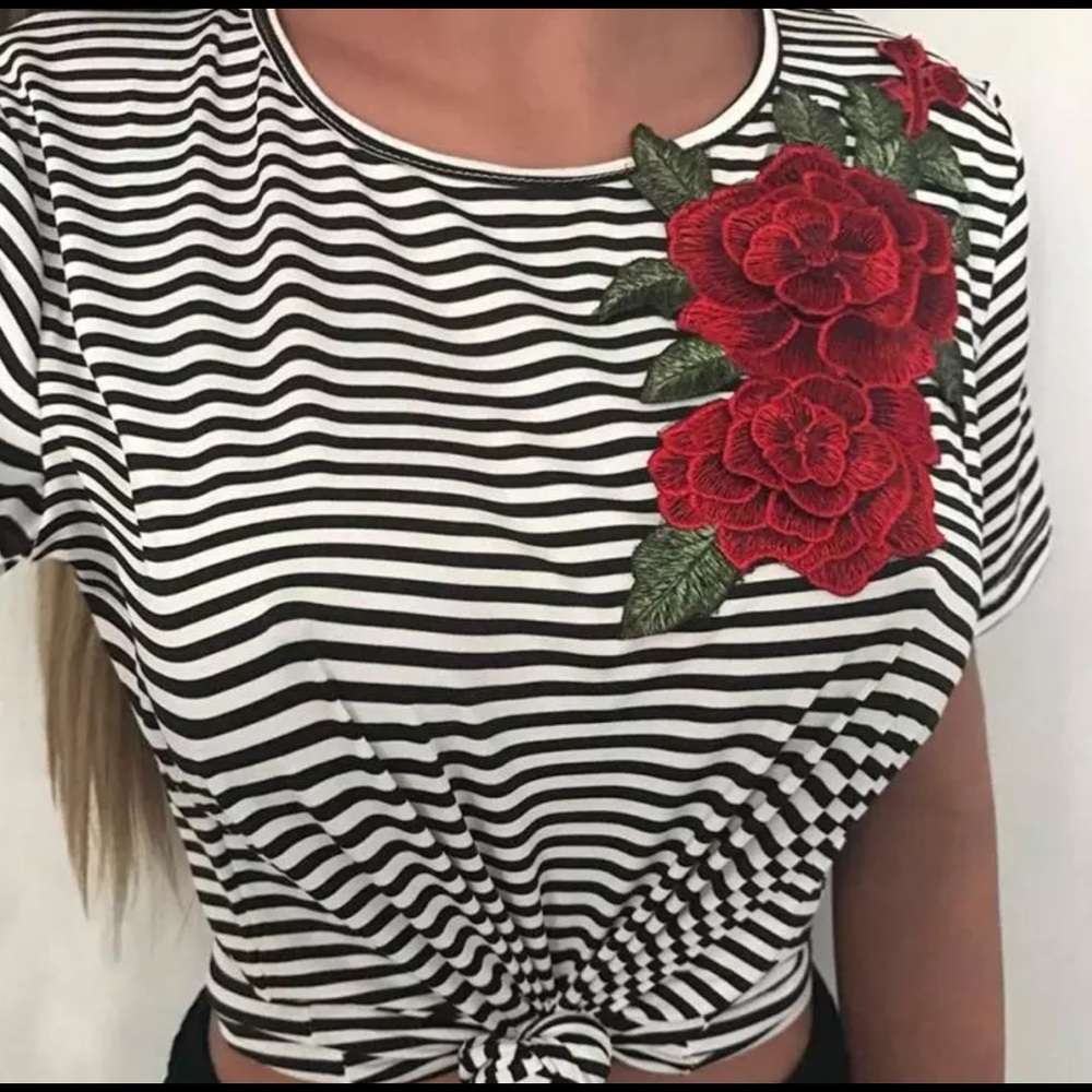 Rose Embroidered Tee