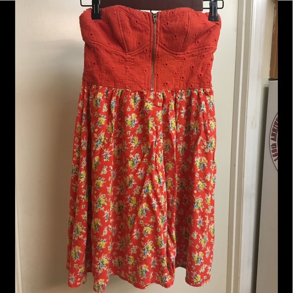 Floral Strapless Bustier Mini Dress