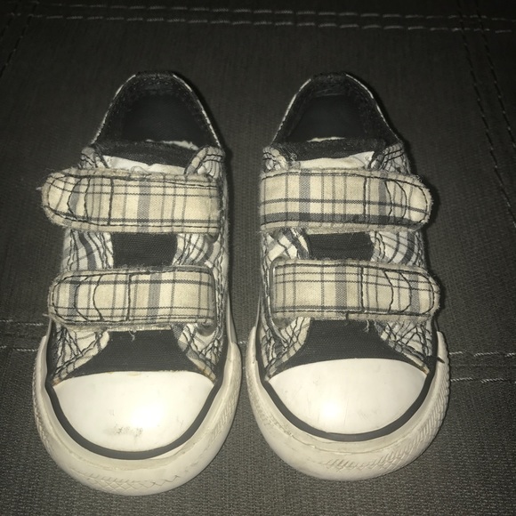 Black and white plaid converse. Double Velcro - Picture 2 of 5
