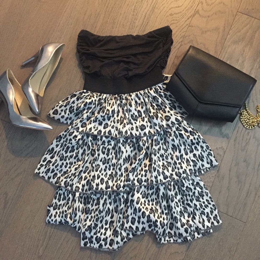 Strapless Leopard Print Dress