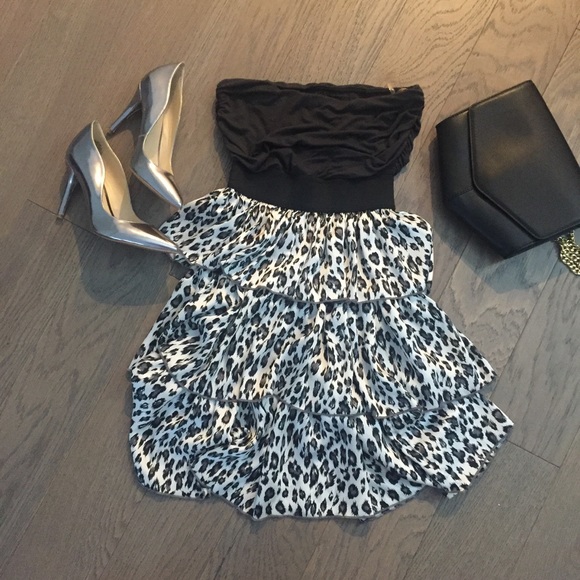 Strapless Leopard Print Dress - Picture 3 of 4