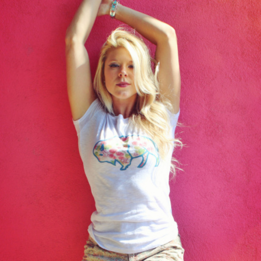 Cactus Rose Buffalo Burnout White Tee