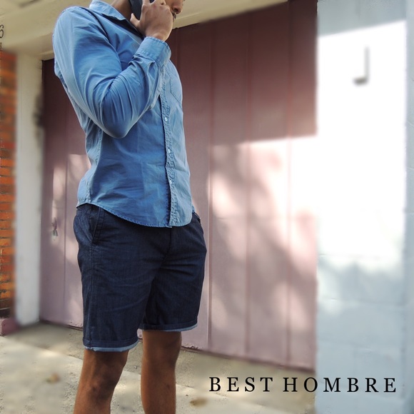 Stretch “jean” Shorts - Chambray - Picture 5 of 8