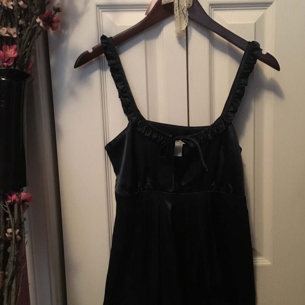 Kensie Girl: navy all silk blouse open front tie