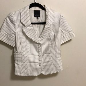 Cropped jacket, white with thin black stripe