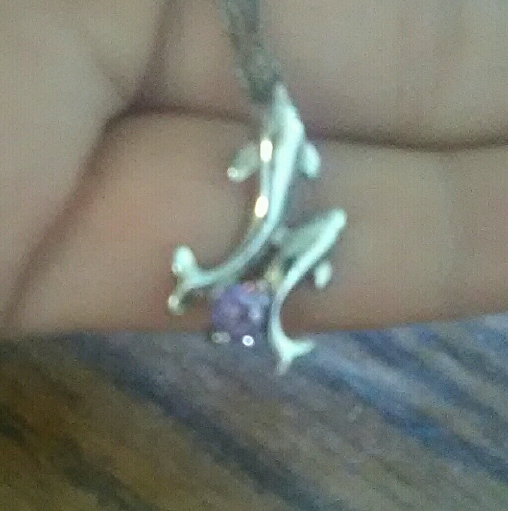 Double dolphin amethyst necklace