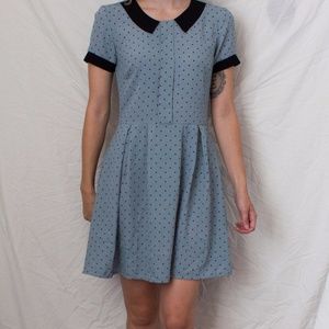 Cloudy blue vintage polka dotted dress