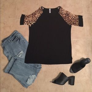 Beautiful black and Leopard top