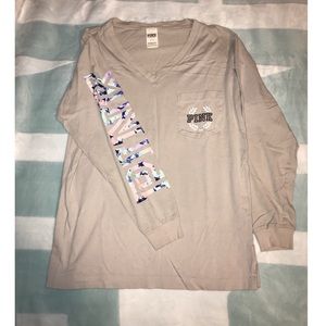 PINK gray v-neck tee
