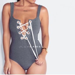 Grey Tie Body Suit